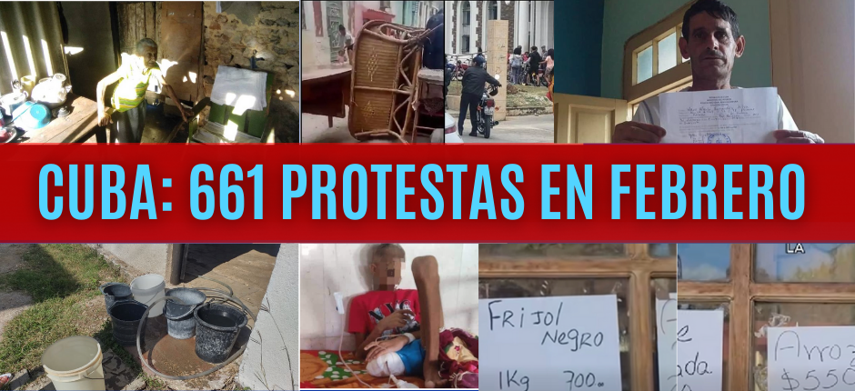 Cuba, 661 protestas en febrero 2024