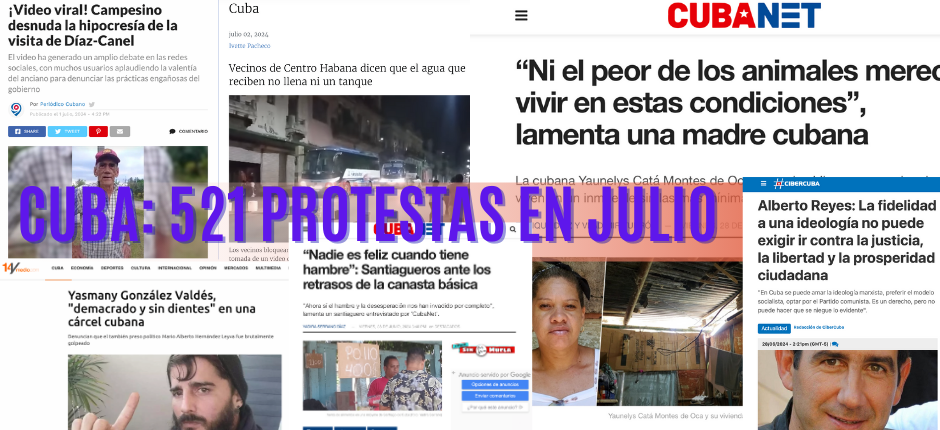 Cuba: 521 protestas en julio