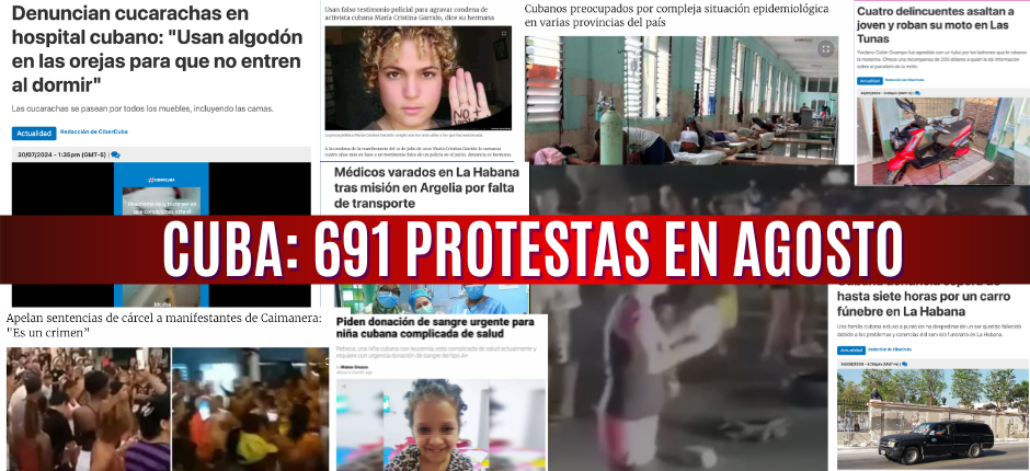 Cuba: 691 protestas y denuncias en agosto