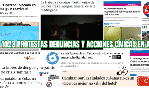 CUBA: AGOSTO, CIFRA RECORD DE PROTESTAS Y DENUNCIAS:1.023