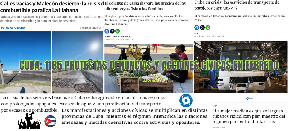 INFORME DE PROTESTAS, DENUNCIAS Y ACCIONES CÍVICAS EN CUBA FEBRERO 2026